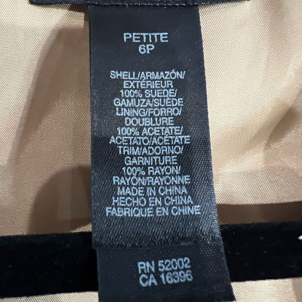 Kenneth Cole Leather Tan Suede‎ Crochet Trim Boho Hippie Jacket 6P Women’s - Picture 4 of 8